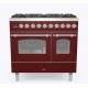 Aragaz ILVE Nostalgie PD09N, 90x60cm, 6 arzatoare, cuptor dublu, aprindere electronica, siguranta Stop Gaz, rosu