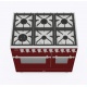 Aragaz ILVE Nostalgie PD09N, 90x60cm, 6 arzatoare, cuptor dublu, aprindere electronica, siguranta Stop Gaz, rosu