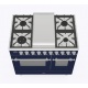 Aragaz ILVE Nostalgie PD09N, 90x60cm, 4 arzatoare + Fry Top, cuptor dublu, aprindere electronica, siguranta Stop Gaz, albastru