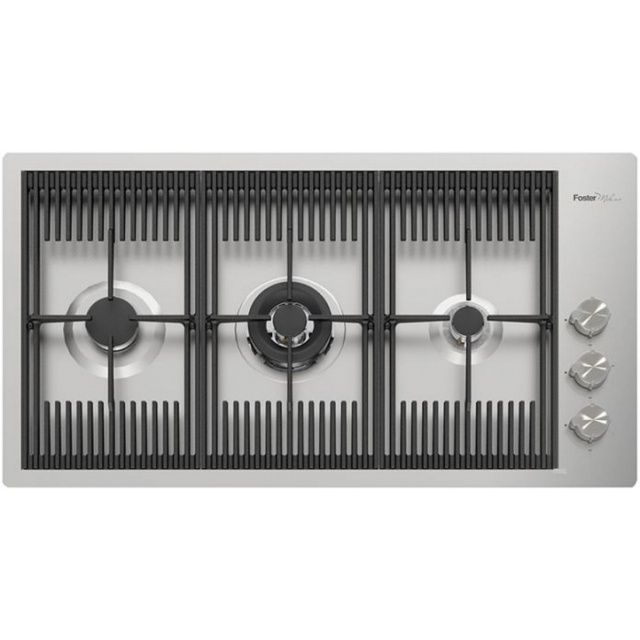 Plita incorporabila Foster Milanello 7680000,instalare FT/FTS, gaz,87 cm, 3 arzatoare, aprindere electrica, siguranta gaz, inox