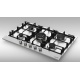 Aragaz Tecnogas P1X66M4VC, 60 cm, gaz, 4 arzatoare, grill, otel inoxidabil
