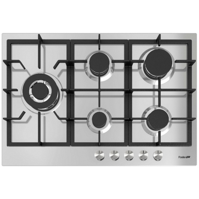 Plita incorporabila Foster URBAN 7005 082, instalare STD, gaz, 75cm, 5 arzatoare, aprindere electrica, siguranta gaz, inox