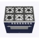 Aragaz ILVE Nostalgie P09N, 90x60cm, 6 arzatoare, cuptor electric, aprindere electronica, siguranta Stop-Gaz, albastru