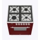 Aragaz ILVE Nostalgie P07N, 70x60cm, 4 arzatoare, cuptor electric, aprindere electronica, siguranta Stop-Gaz, rosu