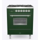 Aragaz ILVE Nostalgie P07N, 70x60cm, 4 arzatoare, cuptor electric, aprindere electronica, siguranta Stop-Gaz, verde
