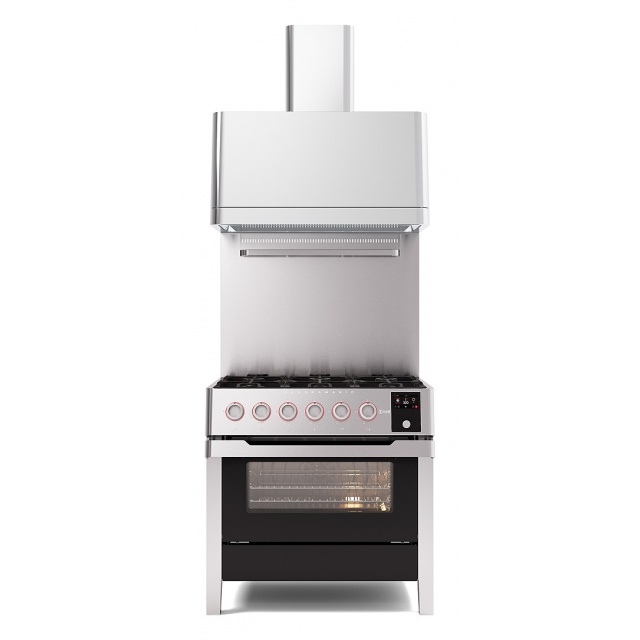 Set Aragaz ILVE Panoramagic PM09, 91x70cm, 6 arzatoare , cuptor electric +Splash Back 90+Hota Ilve APM90, inox