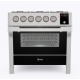 Aragaz ILVE Panoramagic PM09, 91x70cm, 4 arzatoare+Fry Top , cuptor electric, aprindere electronica, siguranta Stop Gaz, inox