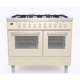 Aragaz ILVE Pro Line LD10, 100x60cm, 6 arzatoare , cuptor dublu, aprindere electronica, siguranta stop gaz, alb antic