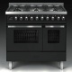 Aragaz ILVE Pro Line LD09, 90x60cm, 6 arzatoare, cuptor dublu, aprindere electronica, siguranta Stop Gaz, antracit