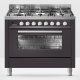 Aragaz ILVE Pro Line L09, 90x60cm, 6 arzatoare, cuptor electric, aprindere electronica, siguranta stop gaz, antracit