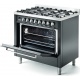 Aragaz ILVE Pro Line L09, 90x60cm, 4 arzatoare+Fry Top, cuptor electric, aprindere electronica, siguranta stop gaz, antracit