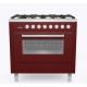 Aragaz ILVE Pro Line L09, 90x60cm, 4 arzatoare+Fry Top, cuptor electric, aprindere electronica, siguranta stop gaz, rosu