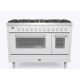 Aragaz ILVE Professional Plus P12W, 120x60cm, 6 arzatoare+Fry Top, cuptor dublu, aprindere electronica, siguranta Stop Gaz, alb