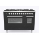 Aragaz ILVE Professional Plus P12W,120x60cm,6 arzatoare+Fry Top,cuptor dublu,aprindere electronica, siguranta Stop Gaz,negru mat