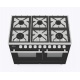 Aragaz ILVE Professional Plus PD10W, 100x60cm, 6 arzatoare, cuptor dublu, aprindere electronica, siguranta Stop Gaz, negru mat