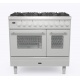 Aragaz ILVE Professional Plus PD09W, 90x60cm, 4 arzatoare+Fry Top, cuptor dublu, aprindere electronica, siguranta Stop Gaz, inox