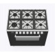 Aragaz ILVE Professional Plus P09W, 90x60cm, 6 arzatoare, cuptor electric, aprindere electronica, siguranta Stop Gaz, negru mat