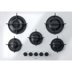 Plita incorporabila Barazza Mood, 75 cm, plita gaz, 5 arzatoare, sistem siguranta Stop-Gaz, vitroceramica neagra