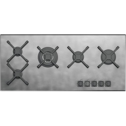 Plita incorporabila Barazza Unique, 95 cm, plita gaz, 5 arzatoare, sistem siguranta Stop-Gaz, inox