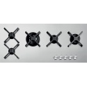 Aragaz Tecnogas P1X66M4VC, 60 cm, gaz, 4 arzatoare, grill, otel inoxidabil