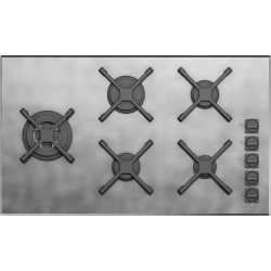 Plita incorporabila Barazza Unique, 75 cm, plita gaz, 5 arzatoare, sistem siguranta Stop-Gaz, inox