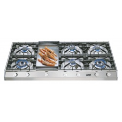Plita incorporabila ILVE Professional Plus HP1265, 120 cm, 6 arzatoare+Fry Top, aprindere electronica, siguranta Stop-Gaz, inox