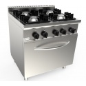 Aragaz profesional pe gaz Casta Lady L7/CUPG4FO.4M cu 4 arzatoare si cuptor