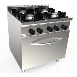 Aragaz profesional pe gaz Casta Lady L7/CUPG4FE.2M2G cu 4 arzatoare si cuptor electric