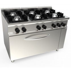 Aragaz profesional pe gaz Casta Lady L7/CUPG4FE.2M2G cu 4 arzatoare si cuptor electric