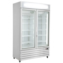 Vitrina frigorifica bauturi FR 1240 VGC NF cu caseta luminoasa, 2 usi, capacitate 800 l, temperatura -22°C -25°C, alb