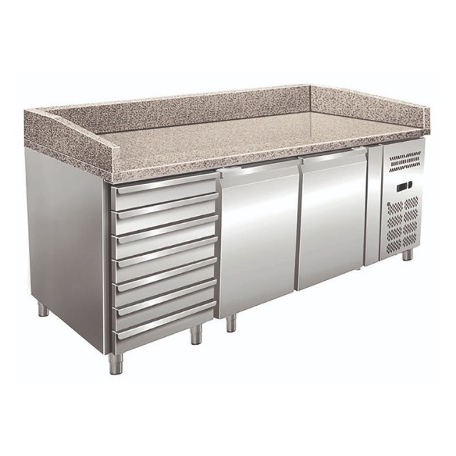 Masa rece pizza Klimaitalia PZ 02 C, capacitate 304 l, temperatura +2 / +8 °C, argintiu