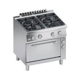 Aragaz profesional pe gaz, Ata Italia K7MCU10FV cu 4 arzatoare si cuptor electric ventilat