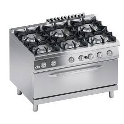 Aragaz profesional pe gaz, Ata Italia K4GCUS15FFM cu 6 arzatoare, cuptor pe gaz