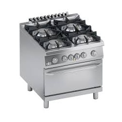 Aragaz profesional pe gaz, Ata Italia K4MCUS10FF cu 4 arzatoare, cuptor electric