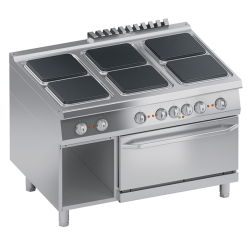 Aragaz profesional electric, Ata Italia K4ECUP15FF cu 6 arzatoare si cuptor electric