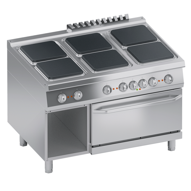 Aragaz profesional electric, Ata Italia K4ECUP15FF cu 6 arzatoare si cuptor electric