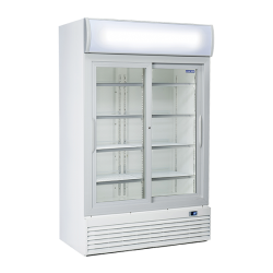 Vitrina frigorifica Cool Wise DC 1000S cu caseta luminoasa, capacitate 1000 L, temperatura +1° ~ +10°C, alb