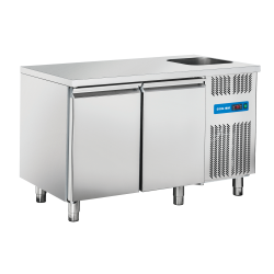 Masa rece cu chiuveta Cool Head RC 2100LV, capacitate 300 l, lungime 132 cm, temperatura 0°/ +8°C, inox