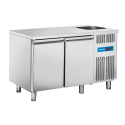 Masa rece cu chiuveta Cool Head RC 2100LV, capacitate 300 l, lungime 132 cm, temperatura 0°/ +8°C, inox