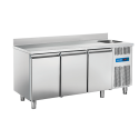 Masa rece cu chiuveta si rebord Cool Head RC 3100LV, cu 3 usi, capacitate 460 l, lungime 178 cm, temperatura 0°/ +8°C, inox