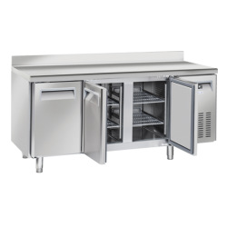 Masa rece cu rebord Cool Head QR 3200, cu 3 usi, capacitate 400 l, lungime 180 cm, temperatura -2°/ +8°C, inox