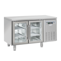 Masa rece cu usi din sticla Cool Head QRG 2100, 2 usi, capacitate 260 l, lungime 135 cm, temperatura +3°/ +10°C, inox