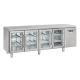Masa rece cu usi din sticla Cool Head QRG 4100, 4 usi, capacitate 570 l, lungime 225 cm, temperatura +3°/ +10°C, inox
