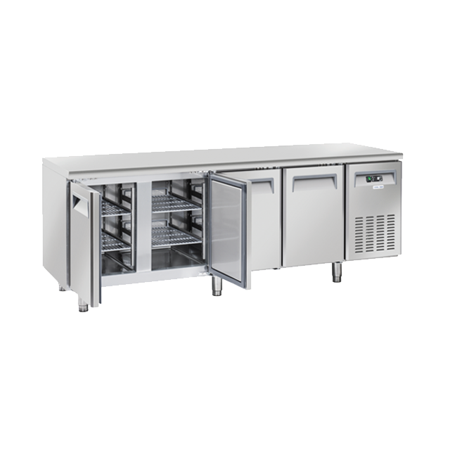 Masa rece Cool Head SF 4100, cu 4 usi, capacitate 485 l, lungime 225 cm, temperatura -18°/ -22°C, inox