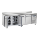 Masa rece cu rebord Cool Head PA 4200, cu 4 usi, capacitate 748 l, lungime 248 cm, temperatura +2°/ +8°C, inox