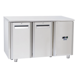Masa rece Cool Head QR 2100SG, cu 2 usi, capacitate 210 l, lungime 138 cm, temperatura -2°/ +8°C, inox