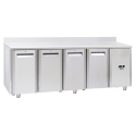 Masa rece cu rebord Cool Head QR 4200SG, cu 4 usi, capacitate 410 l, lungime 225.5 cm, temperatura -2°/ +8°C, inox