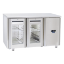 Masa rece cu usi din sticla Cool Head QRG 2100SG, cu 2 usi, capacitate 210 l, lungime 138 cm, temperatura +3°/ +10°C, inox