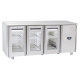Masa rece cu usi din sticla Cool Head QRG 3100SG, 3 usi, capacitate 310 l, lungime 181.5 cm, temperatura +3°/ +10°C, inox
