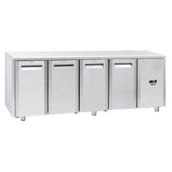 Masa rece Cool Head QN 3200SG cu 4 usi, capacitate 410 l, lungime 225.5 cm, temperatura -22°/ -18°C, inox